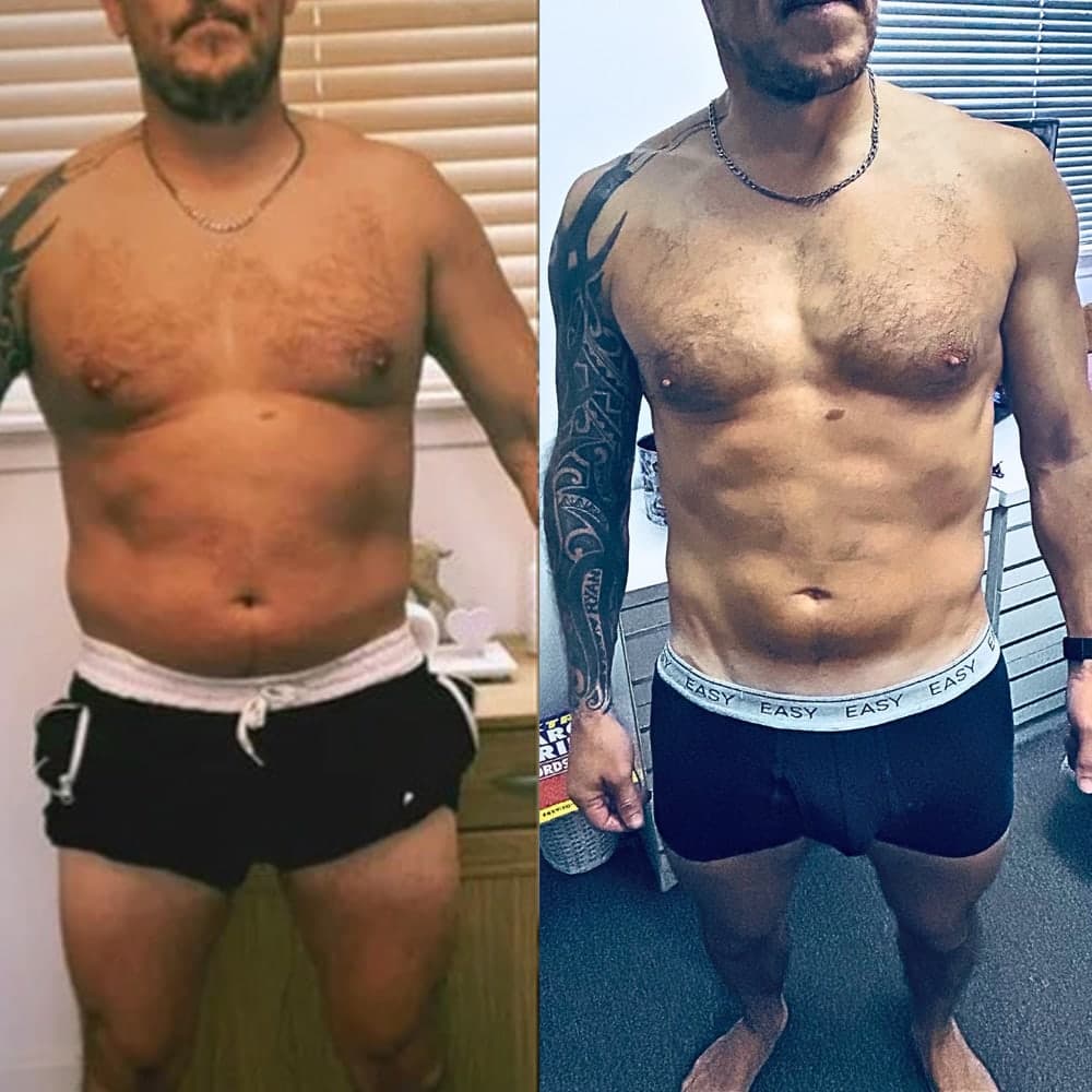 Ross side by side, before and after his own training