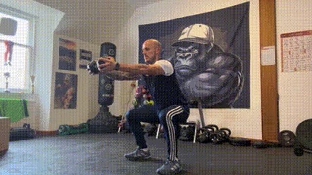 Dumbbell squat hold
