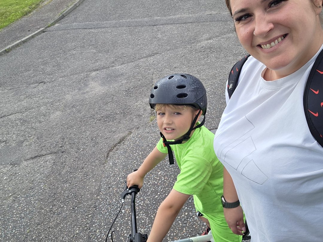 Gemma and her son out on their bikes