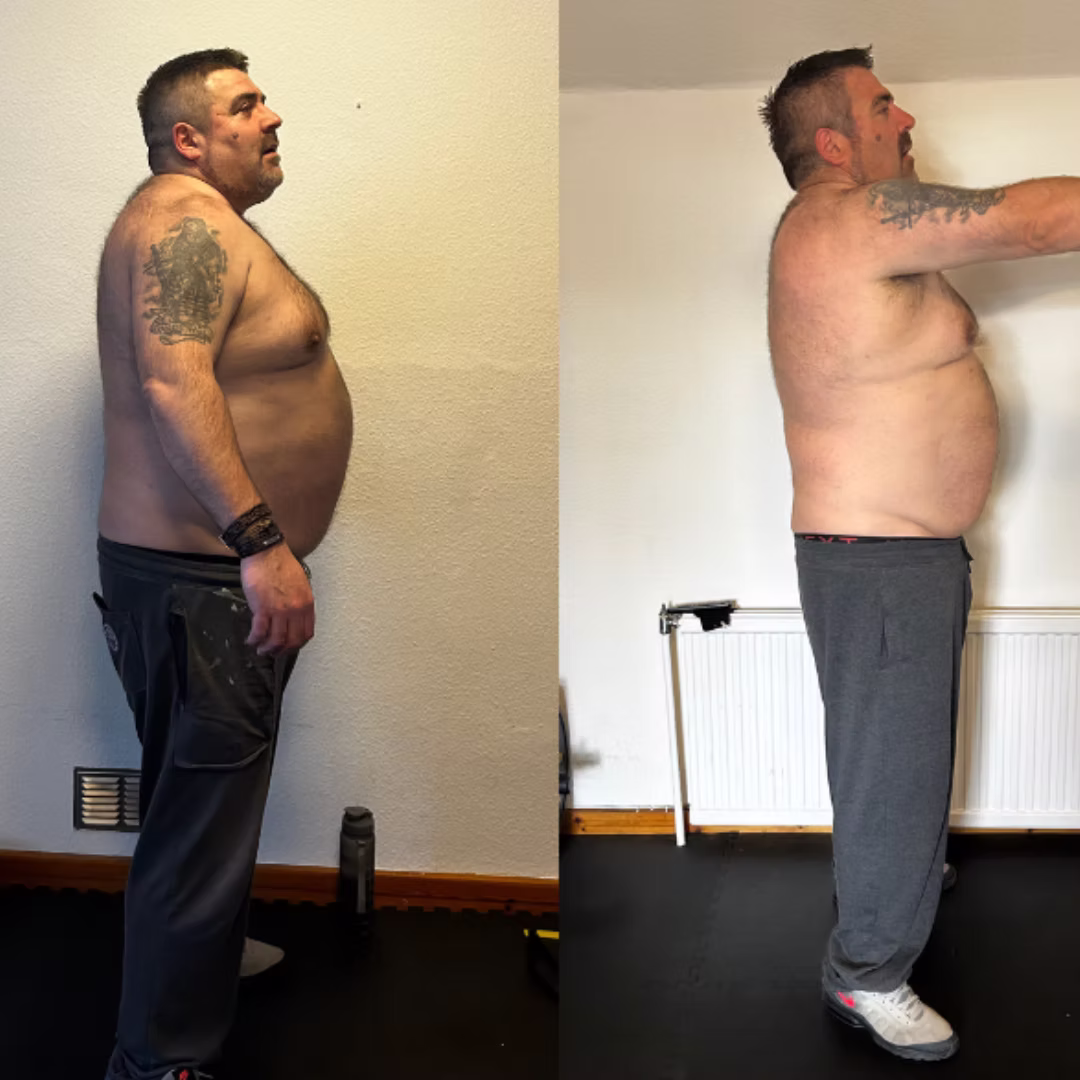 Scott showing progress during his weight loss journey